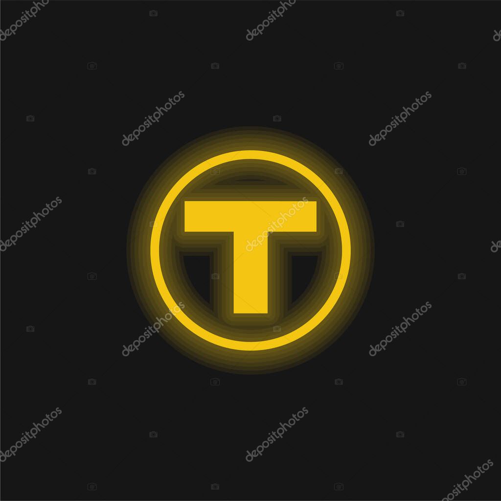 Boston Metro Logo yellow glowing neon icon