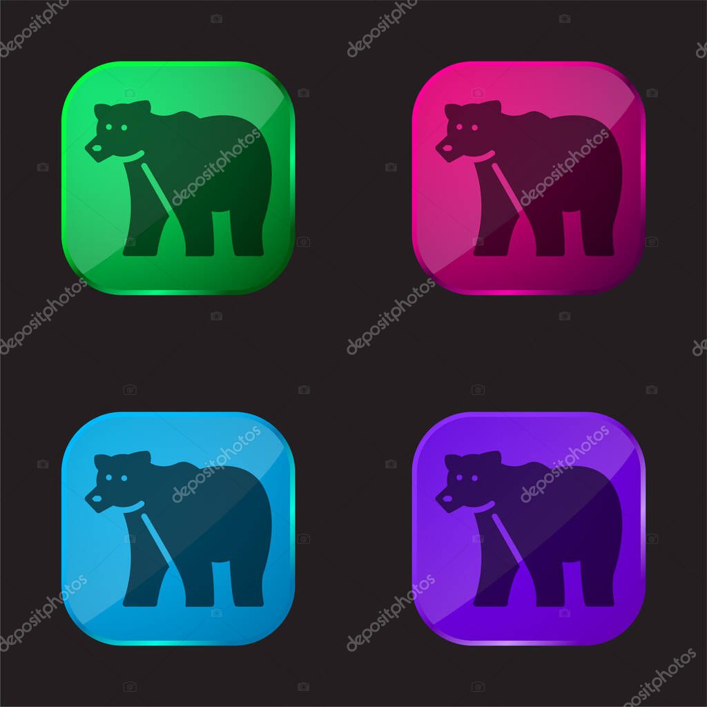 Bear four color glass button icon