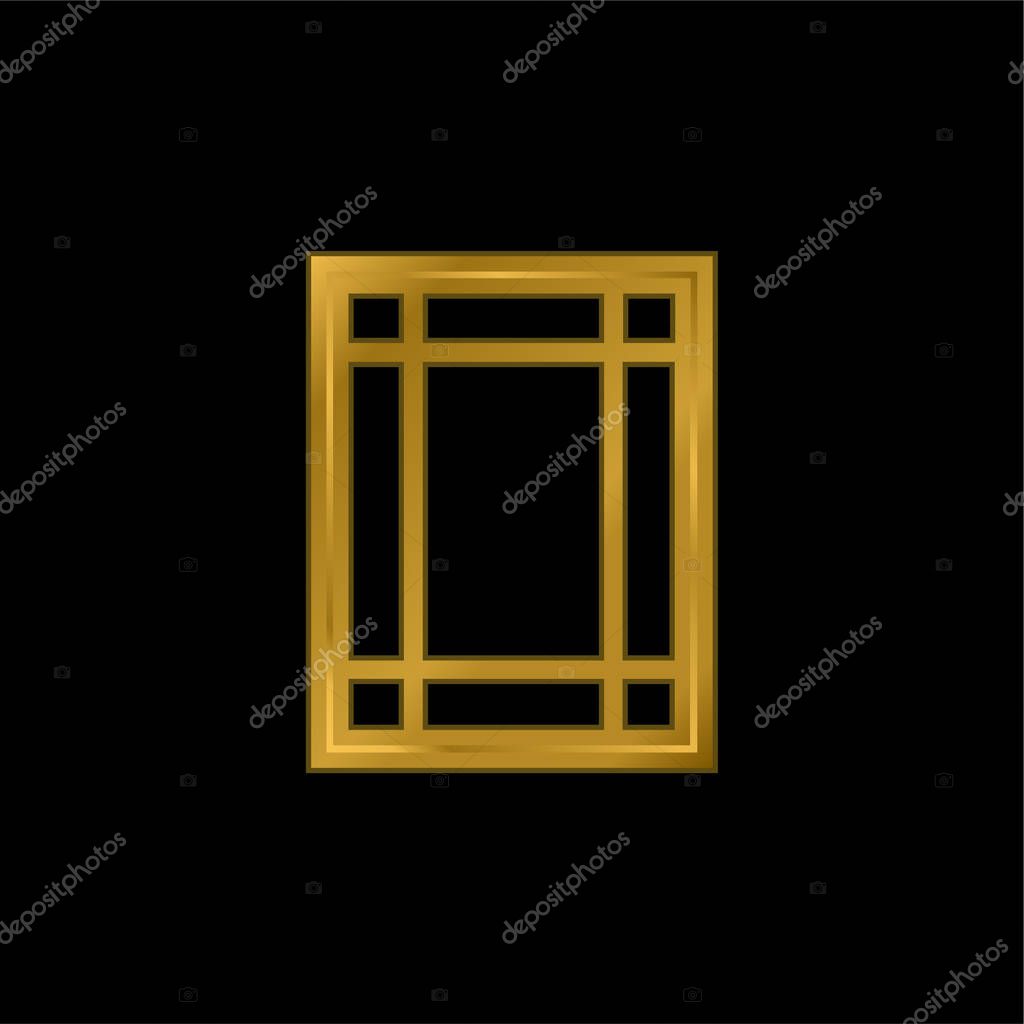 Borders Size gold plated metalic icon or logo vector