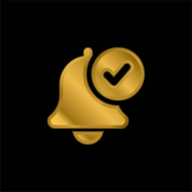 Alarm altın kaplamalı metalik simge veya logo vektörü