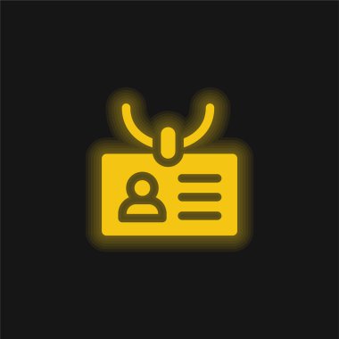 Accreditation yellow glowing neon icon clipart