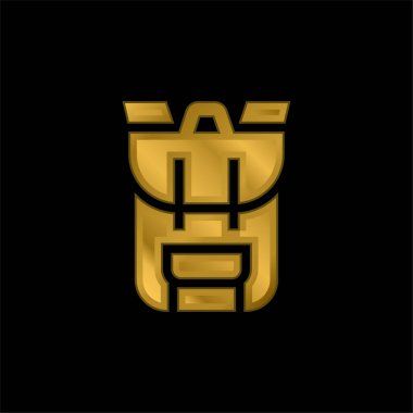 Sırt çantası altın kaplamalı metalik simge veya logo vektörü