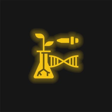 Biyoteknoloji sarı parlak neon ikonu