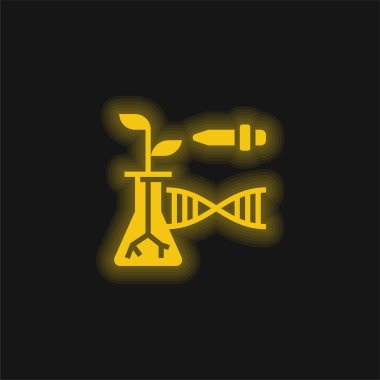 Biotechnology yellow glowing neon icon clipart