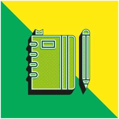 Kitap Yeşil ve Sarı Modern 3D vektör simgesi logosu