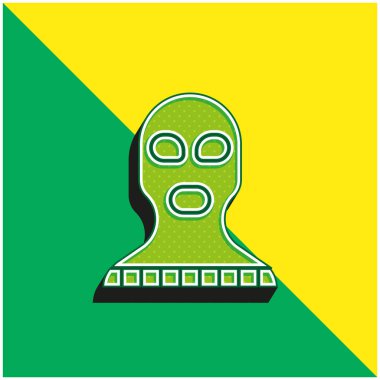 Kar maskesi Yeşil ve sarı 3D vektör simgesi logosu