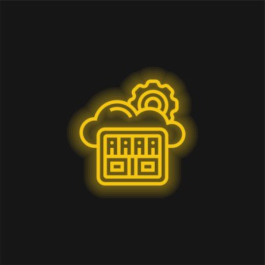 Büyük Veri Sarı Parlayan Neon simgesi