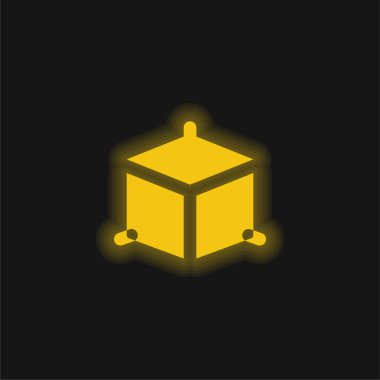 3d Modelleme sarı parlak neon simgesi