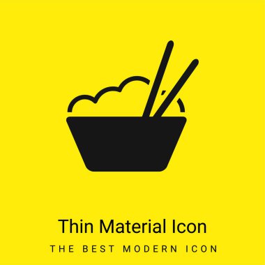 Bowl With Rice And Chopsticks minimal bright yellow material icon clipart