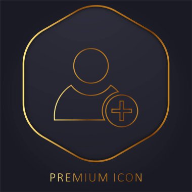 Add User golden line premium logo or icon clipart