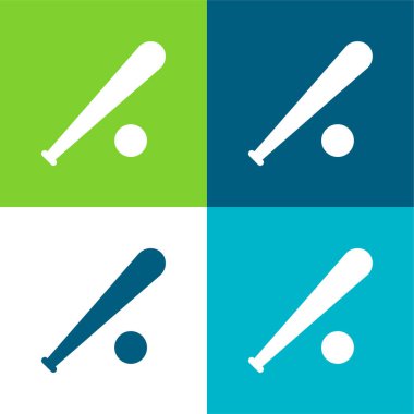 Beyzbol Sopası ve Top Düz Dört Renk Simgesi