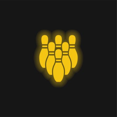 Bowling lobutları sarı parlak neon simgesi