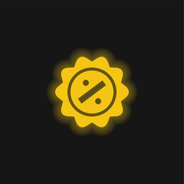 Rozet sarı parlak neon simgesi