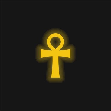 Ankh sarı parlak neon simgesi
