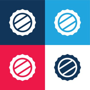 Bira kapağı mavi ve kırmızı dört renk en az simge kümesi