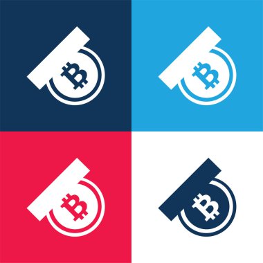 Bitcoin Sembolü Geri Çekilme Seçeneği mavi ve kırmızı en az dört renk simgesi seti