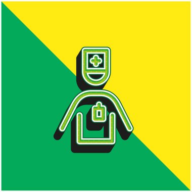 Aid Man Green ve sarı 3D vektör simgesi logosu