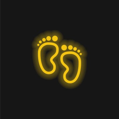 Bebek Ayak İzleri Sarı Parlayan neon simgesi
