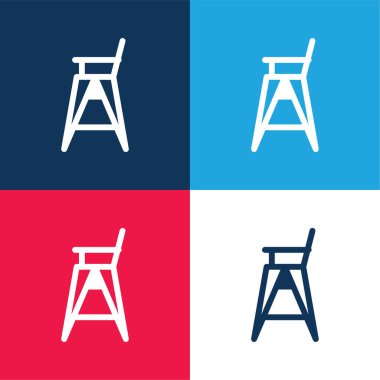 Baby Chair blue and red four color minimal icon set clipart