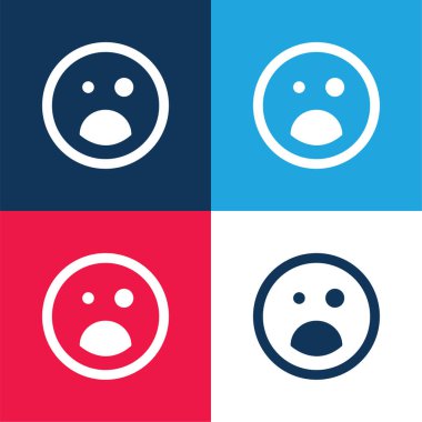 Siyah Göz ve Açık Ağız Duygu Meydanı Yüzü Mavi ve Kırmızı Minimum Renk Simgesi