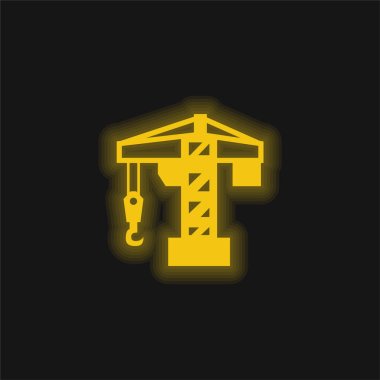 Architecture Crane Tool yellow glowing neon icon clipart
