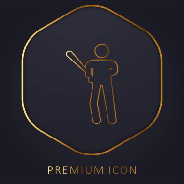 Beyzbol oyuncusu altın çizgi prim logosu veya simgesi