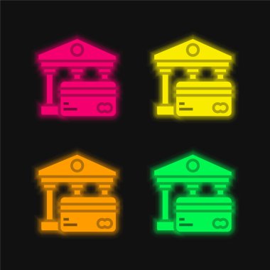 Dört renk parlayan neon vektör simgesini kaydet