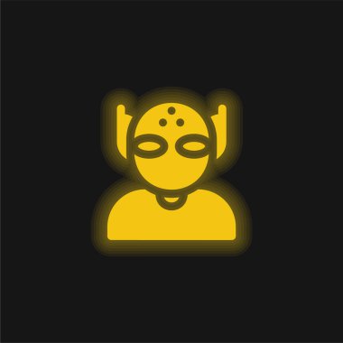 Uzaylı sarı parlak neon simgesi