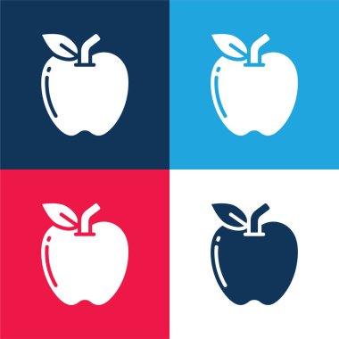 Elma mavisi ve kırmızı dört renk minimal simge kümesi