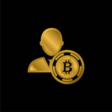 Bitcoin Kullanıcı Simgesi Altın kaplama metalik simge veya logo vektörü
