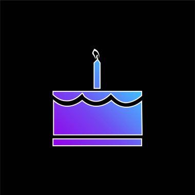 Bir Mum mavi eğimli doğum günü pastası vektör simgesi