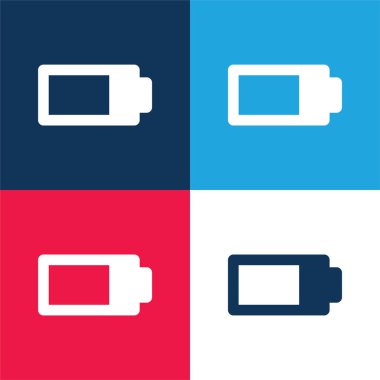 Battery Almost Full blue and red four color minimal icon set clipart