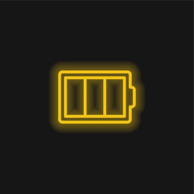 Pil Hattı Bir Daire Sarı Parlak Neon simgesi