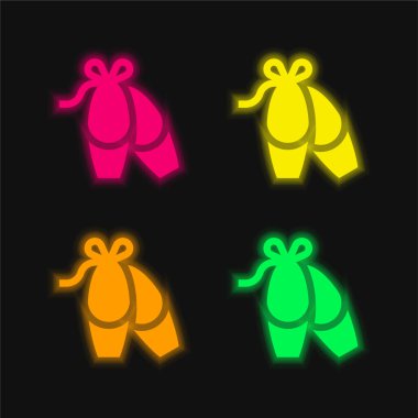 Balerin dört renkli parlayan neon vektör simgesi