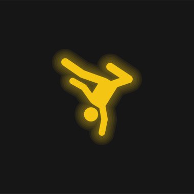 Breakdance sarı parlak neon simgesi