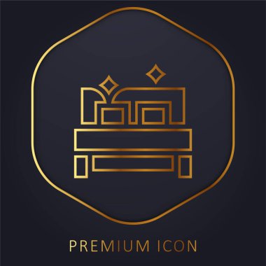 Yatak odası altın çizgisi prim logosu veya simgesi
