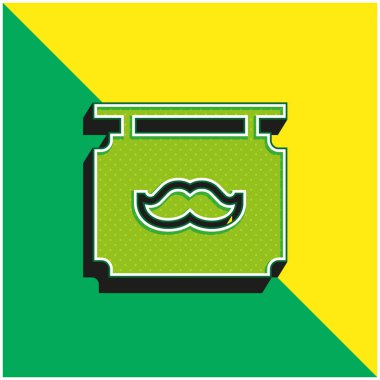 Berber Dükkanı Yeşil ve Sarı Modern 3D vektör simgesi logosu