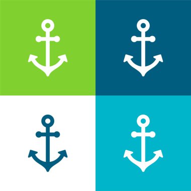 Tekne Anchor Düz 4 renk en az simge kümesi