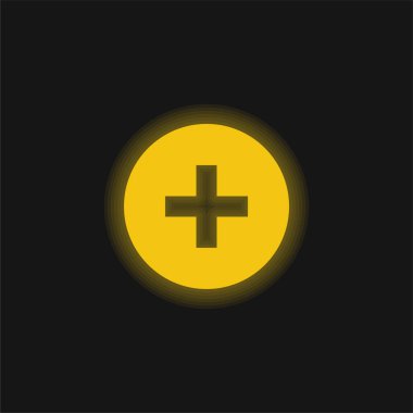 Düğme sarı parlak neon simgesi ekle