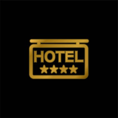 4 Stars Oteli İşaretli altın kaplama metalik simge veya logo vektörü
