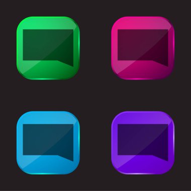 Siyah Chat Bubble dört renkli cam simge