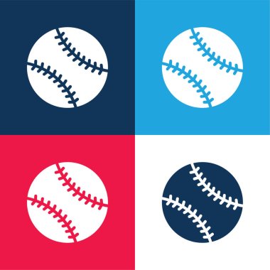 Baseball blue and red four color minimal icon set clipart