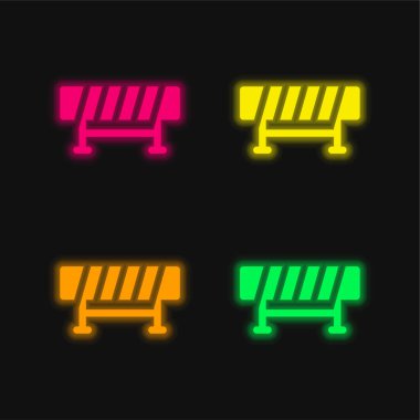 Bariyer dört renk parlayan neon vektör simgesi