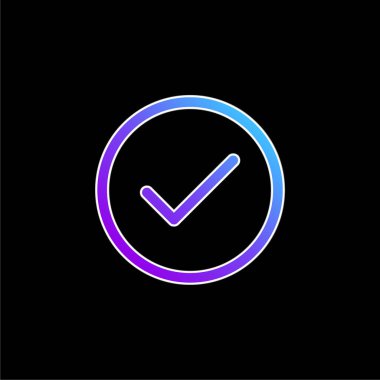 Dairesel Düğmeyi Kabul Et Taslak Mavi Çizgili vektör simgesi