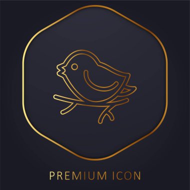 Bird On Branch golden line premium logo or icon clipart