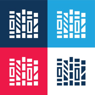 Kitaplar mavi ve kırmızı dört renk asgari simge kümesi