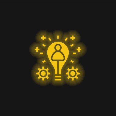 Damgalanan sarı parlak neon simgesi