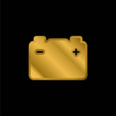 Akümülatör altın kaplama metalik simge veya logo vektörü