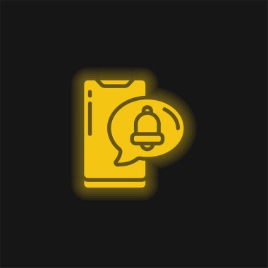 Alarm yellow glowing neon icon clipart