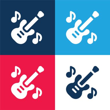 Bas Gitar Mavi ve Kırmızı Minimum Renk Simgesi